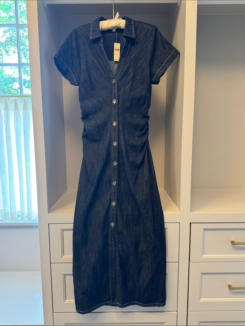 NEW w/ Tag NWT Anthropologie Greer Denim Midi Shirt Dress by Pilcro Size Medium